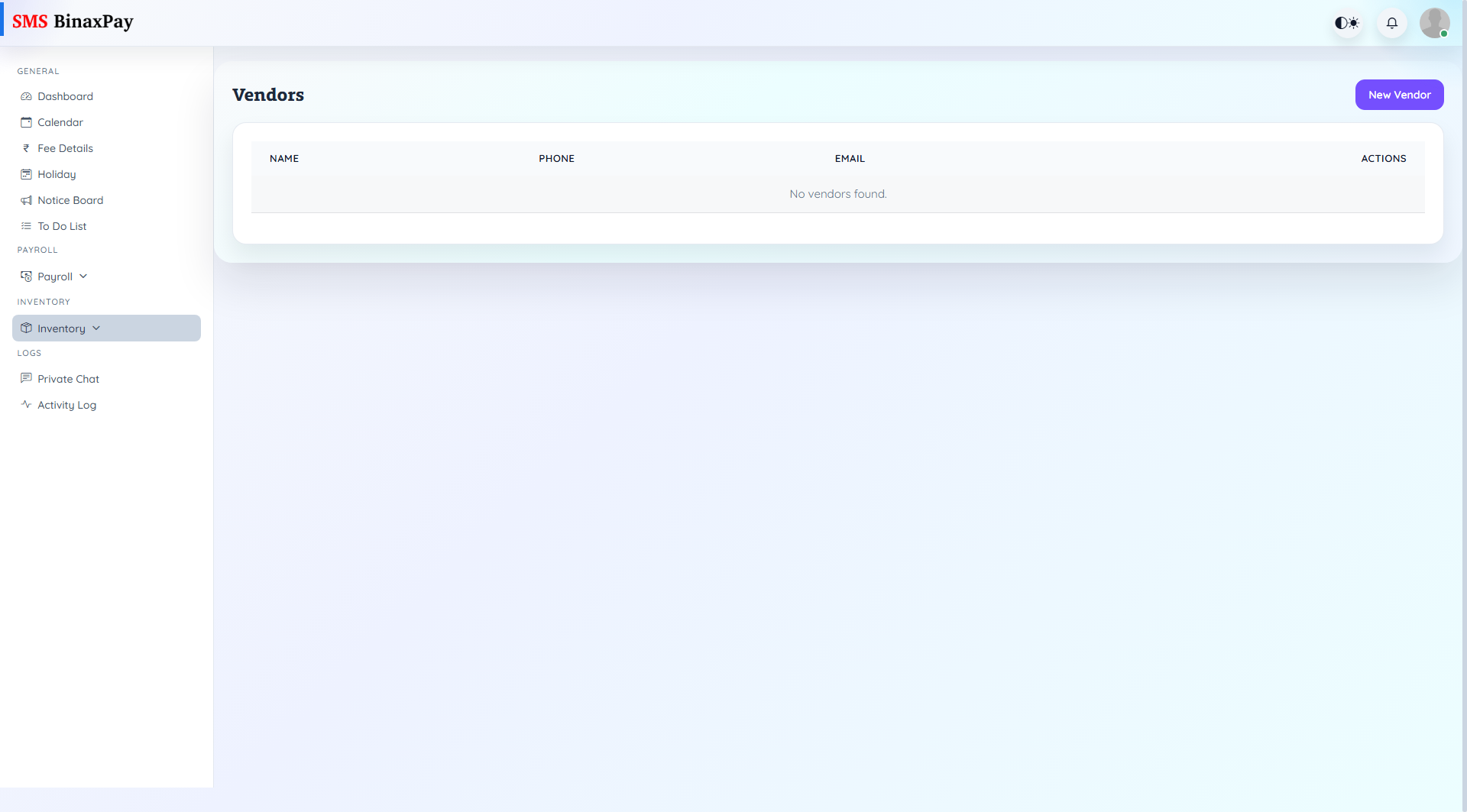 Vendors screenshot 1