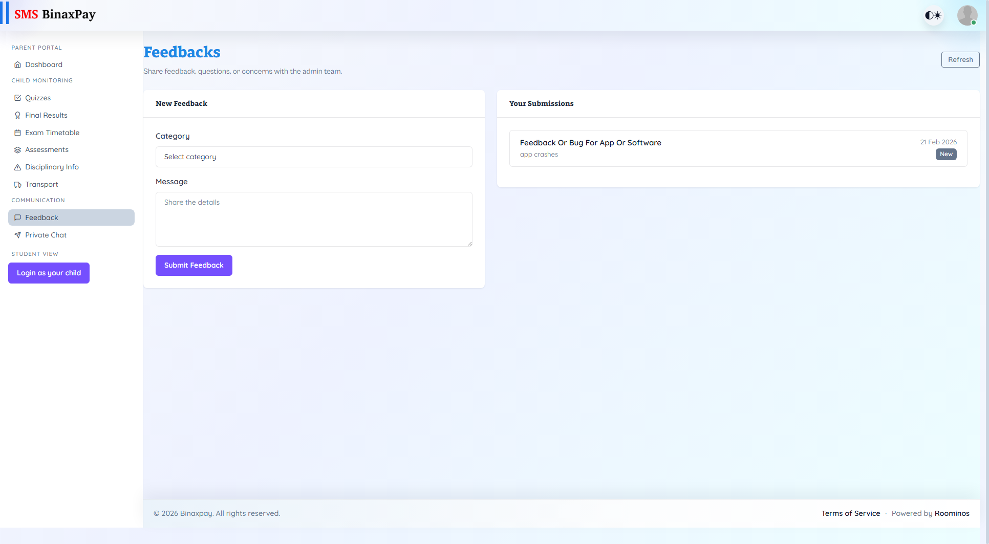 Feedback screenshot 1