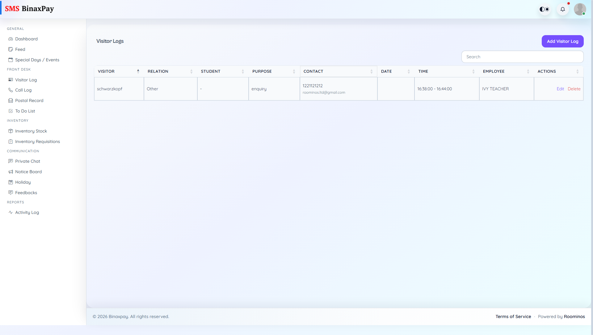 Visitor Log screenshot 1