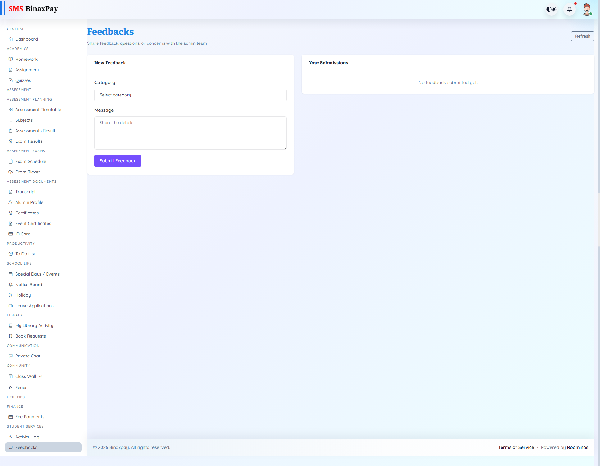 Feedbacks screenshot 1