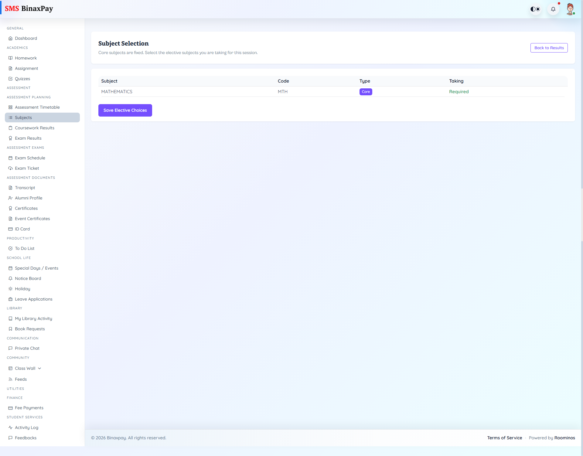 Subject Preferences screenshot 1