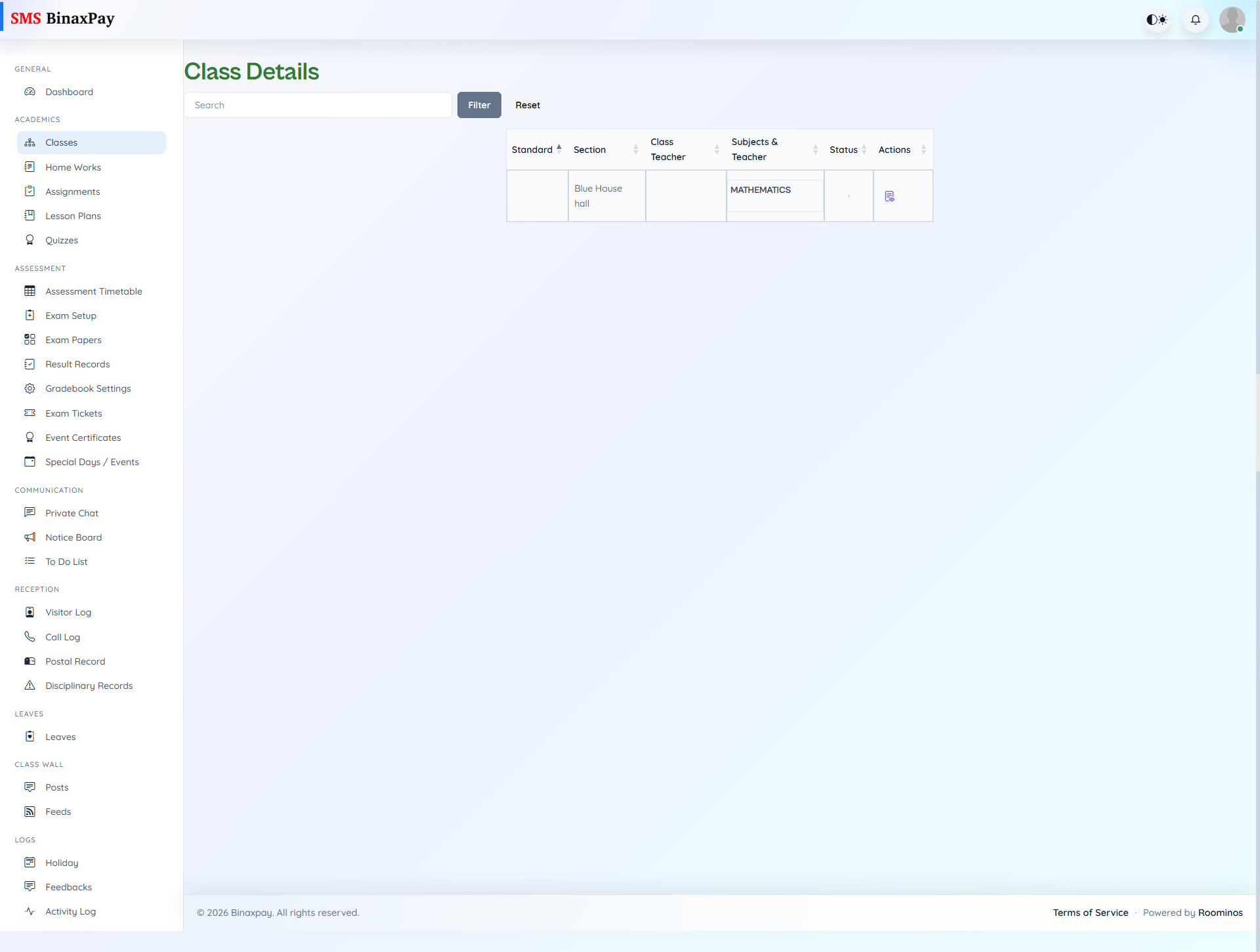 Classes screenshot 1